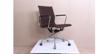 Office Chair Low Back Ribbed Dark BROWN Leather