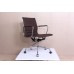 Office Chair Low Back Ribbed Dark BROWN Leather