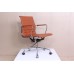 Office Chair Low Back Ribbed COGNAC BROWN Leather