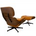 Lounge Chair and Ottoman TAN Brown Leather Walnut Wood