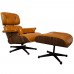 Lounge Chair and Ottoman TAN Brown Leather Walnut Wood