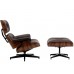 Lounge Chair and Ottoman DARK Brown Leather Walnut Wood