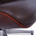 Lounge Chair and Ottoman Brown Leather Cherry Wood
