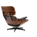 Lounge Chair and Ottoman DARK Brown Leather Walnut Wood