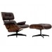 Lounge Chair and Ottoman DARK Brown Leather Walnut Wood