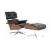 Lounge Chair and Ottoman Black Leather Palisander Rosewood SILVER