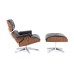 Lounge Chair and Ottoman Black Leather Palisander Rosewood SILVER