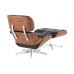 Lounge Chair and Ottoman Black Leather Palisander Rosewood SILVER