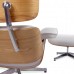 Lounge Chair and Ottoman White Leather ASH Plywood - TALLER Version