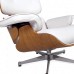 Lounge Chair and Ottoman White Leather ASH Plywood - TALLER Version