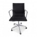 Office Chair Low Back Ribbed Black Leather