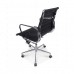 Office Chair Low Back Ribbed Black Leather