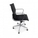 Office Chair Low Back Ribbed Black Leather