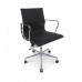 Office Chair Low Back Ribbed Black Leather