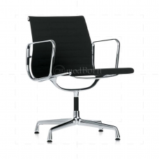 Office Chair Low Back Ribbed  Black Leather