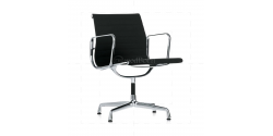 Office Chair Low Back Ribbed  Black Leather