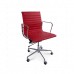 Office Chair Low Back Ribbed Red Leather