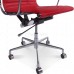 Office Chair Low Back Ribbed Red Leather