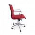 Office Chair Low Back Ribbed Red Leather