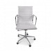 Office Chair Low Back Ribbed White Leather