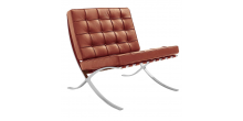 Barcelona Inspired Chair COGNAC Brown Leather 