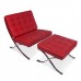 Barcelona Inspired Chair Red Leather