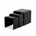 Safety Bent Glass Nest of 3 Coffee Side Tables BLACK