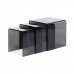 Safety Glass Nest of 3 Coffee Side Tables Grey