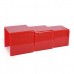 Safety Glass Nest of 3 Coffee Side Tables RED