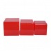 Safety Glass Nest of 3 Coffee Side Tables RED