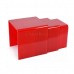 Safety Glass Nest of 3 Coffee Side Tables RED